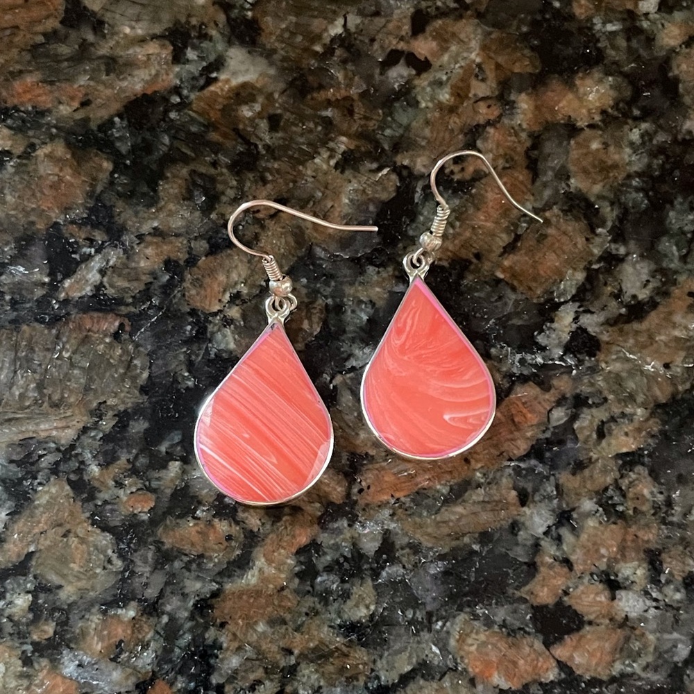 Mexican Alpaca silver teardrop dangle earrings